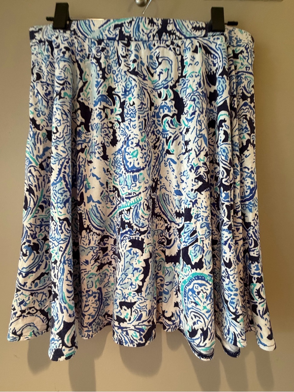 Cynthia Rowley Blue, Navy & White Paisley Skater Skirt L